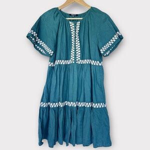 Madewell Blue Mini Sundress with Flutter Sleeves